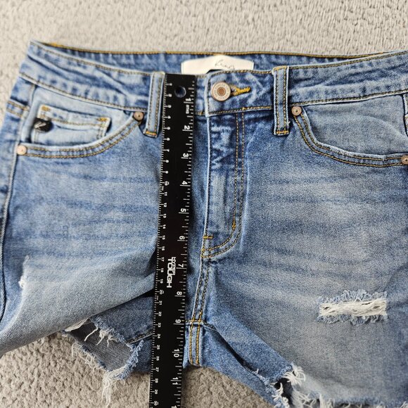 Kancan Jean Shorts Womens 24 (28x3) Blue Mid Rise Distressed Cut Offs Jorts - Picture 10 of 16
